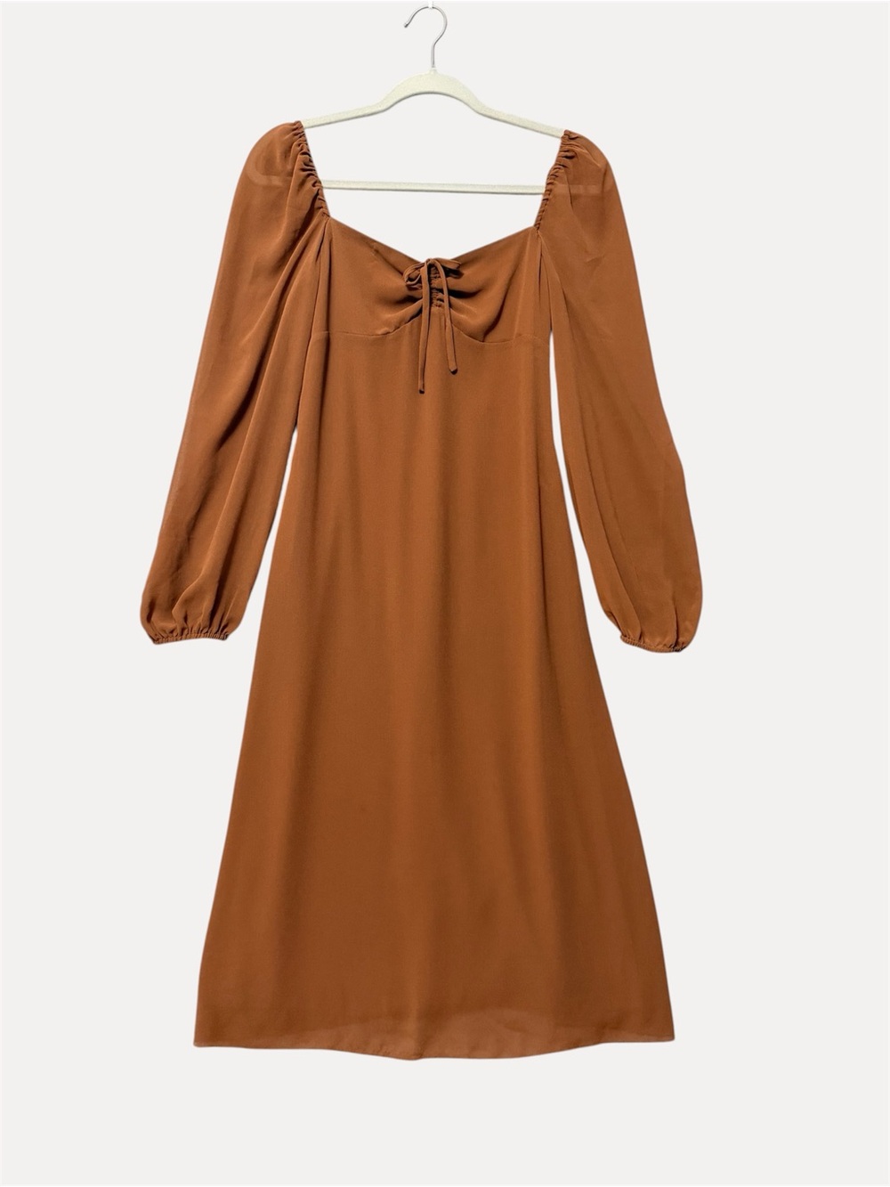 Artizia Wilfred Brown Jacqueline Dress Size 4 Long Sleeve Square Neck Midi